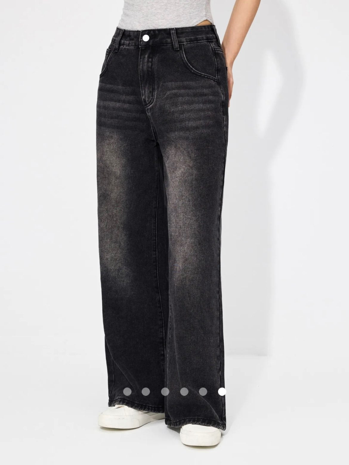 High Waist Wide Leg Jeans // Black