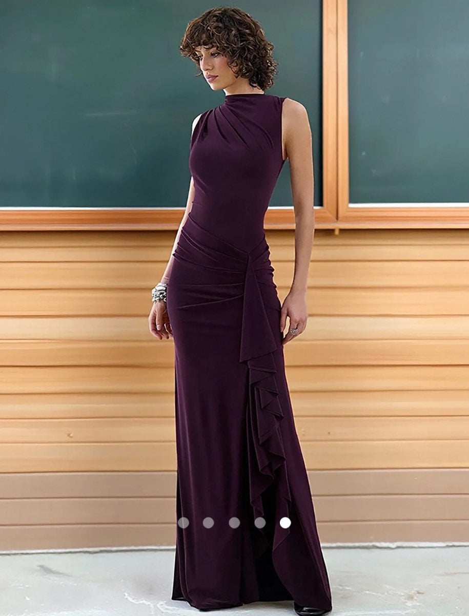 Draped Cocktail Dress // Dark Purple