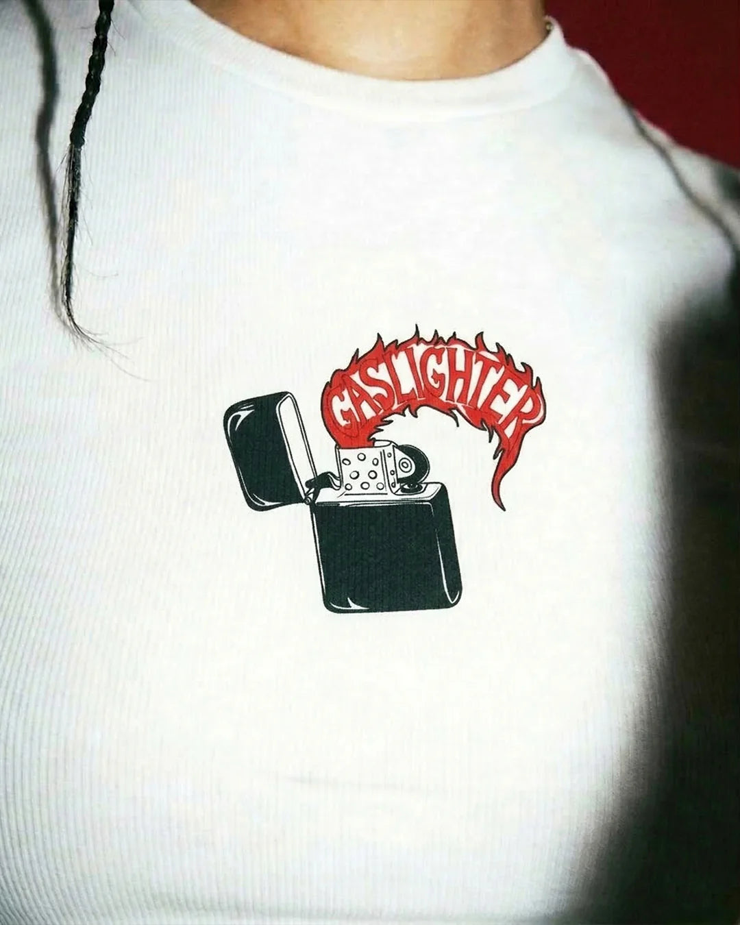 Gaslighter Baby Tee // White