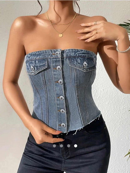 Denim Tube Top // Blue
