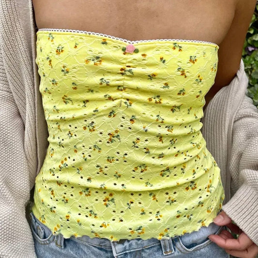 Floral Tube Top // Yellow