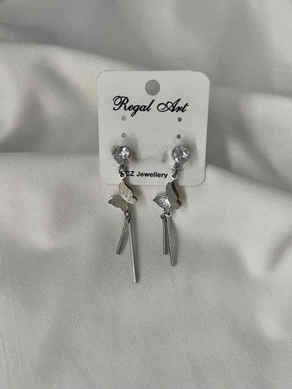 Butterfly Dangle Earrings // Silver