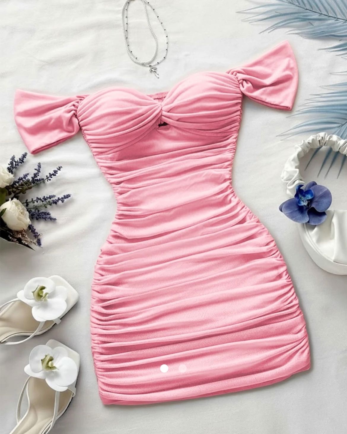Gathered Bodycon Dress // Pink