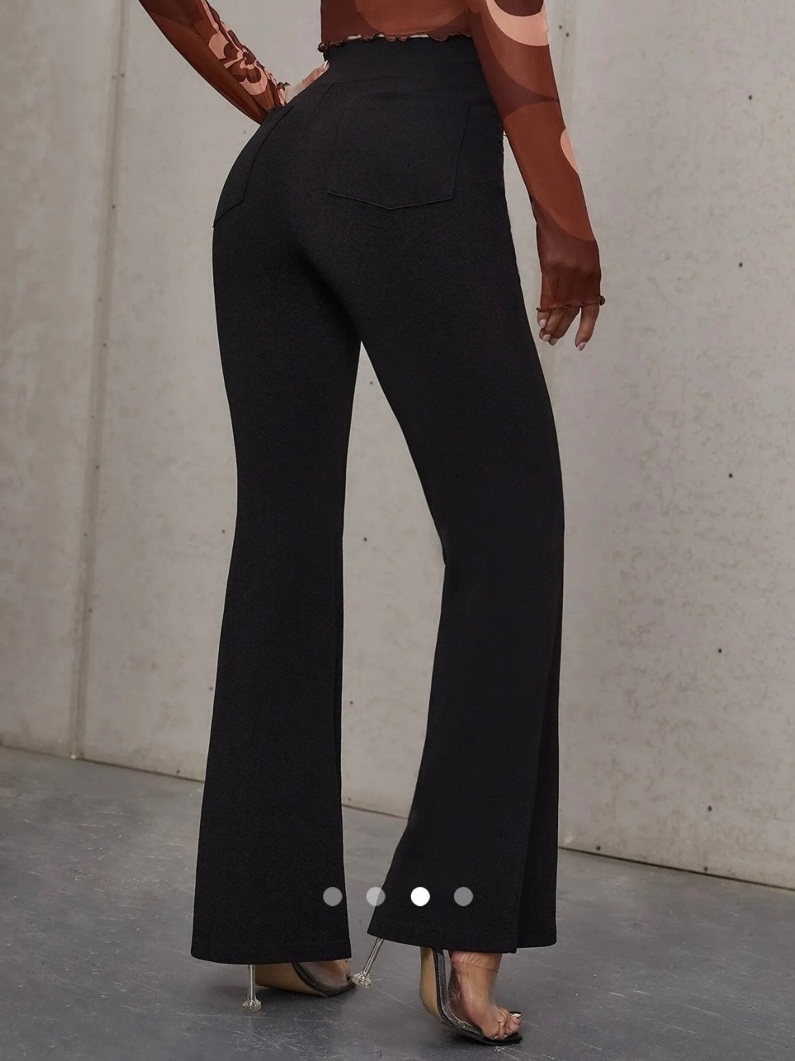 Pocket Texured Flare Leg Pants // Black