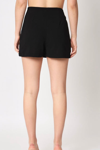 Side Slit Mini Skorts // Black