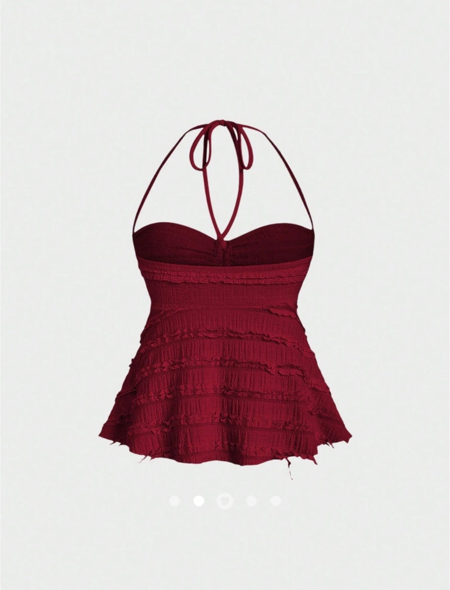 Bow Halter Top // Burgundy