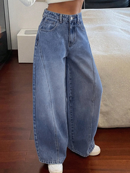Dusty Cloud Blue // Panelled Wide Leg Jeans