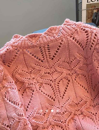 Cable Knit Pullover // Pink