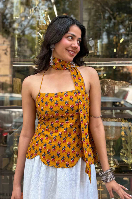 Munni Backless Cotton Top // Yellow