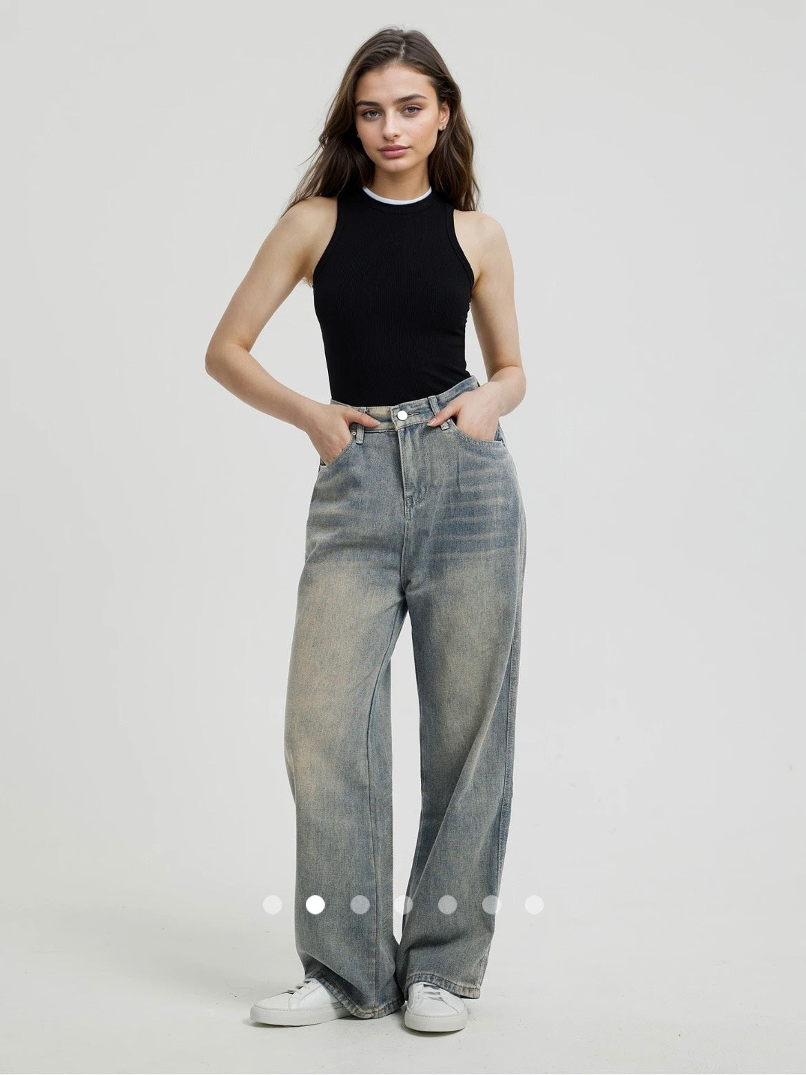 High Waist Straight Leg Jeans // Green