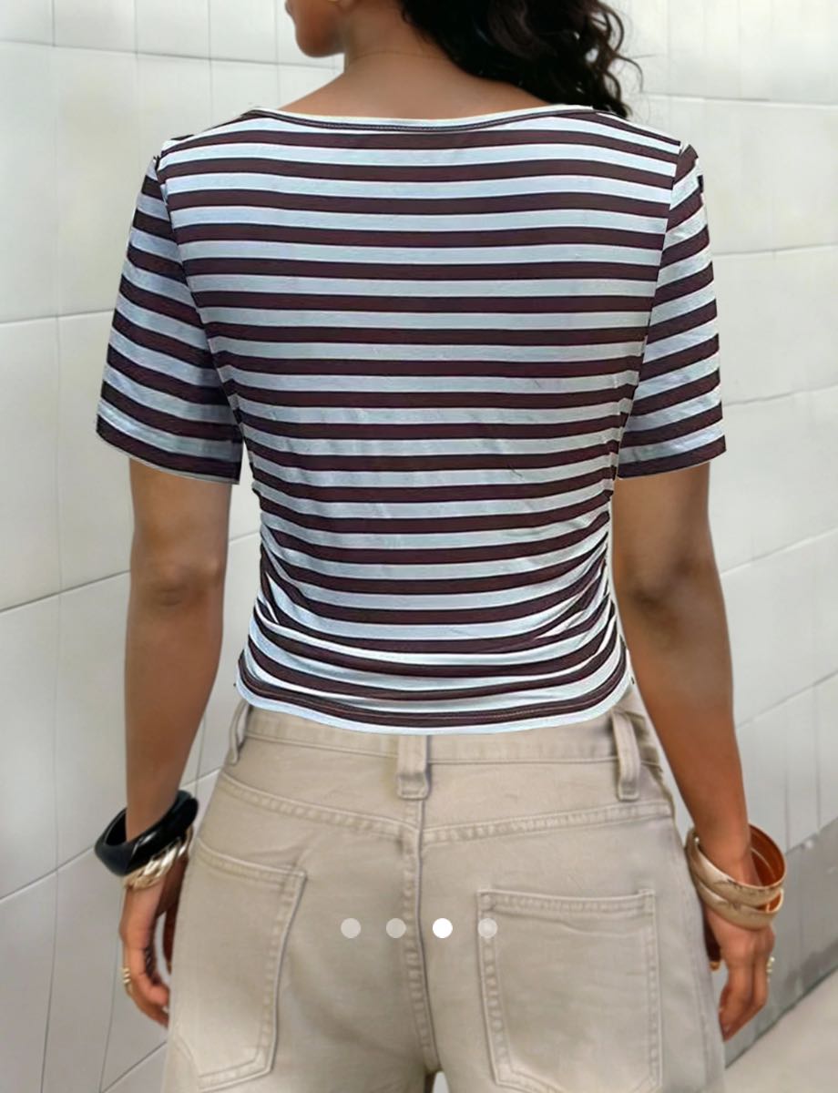 Gathered Pullover T-Shirt 001 //  Blue Brown