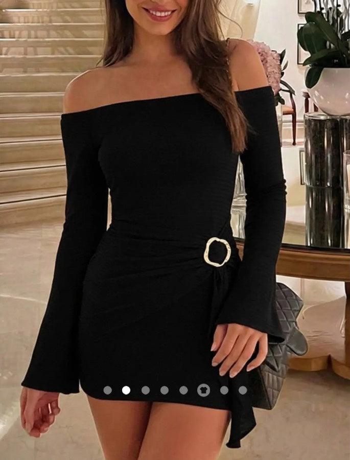 Gathered Bodycon Dress 001 // Black