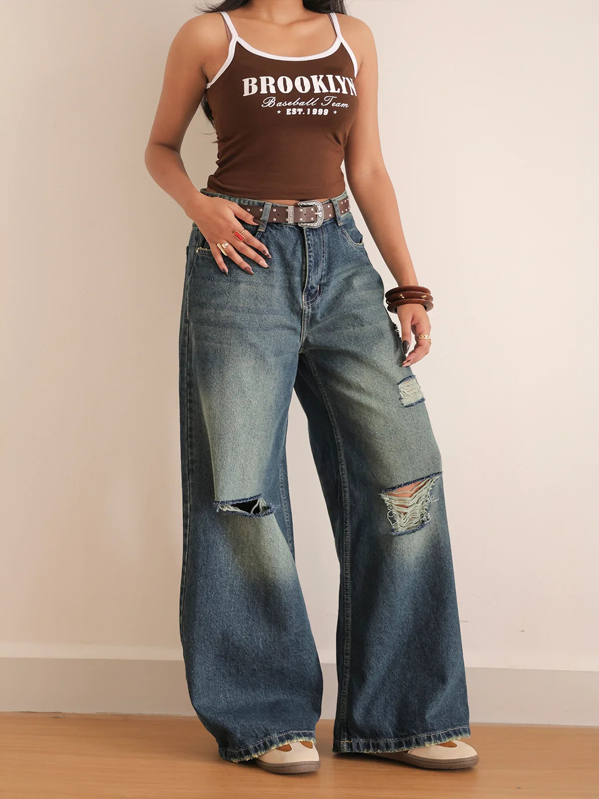Northern Blue // Ripped Ultra Wide Leg Jeans