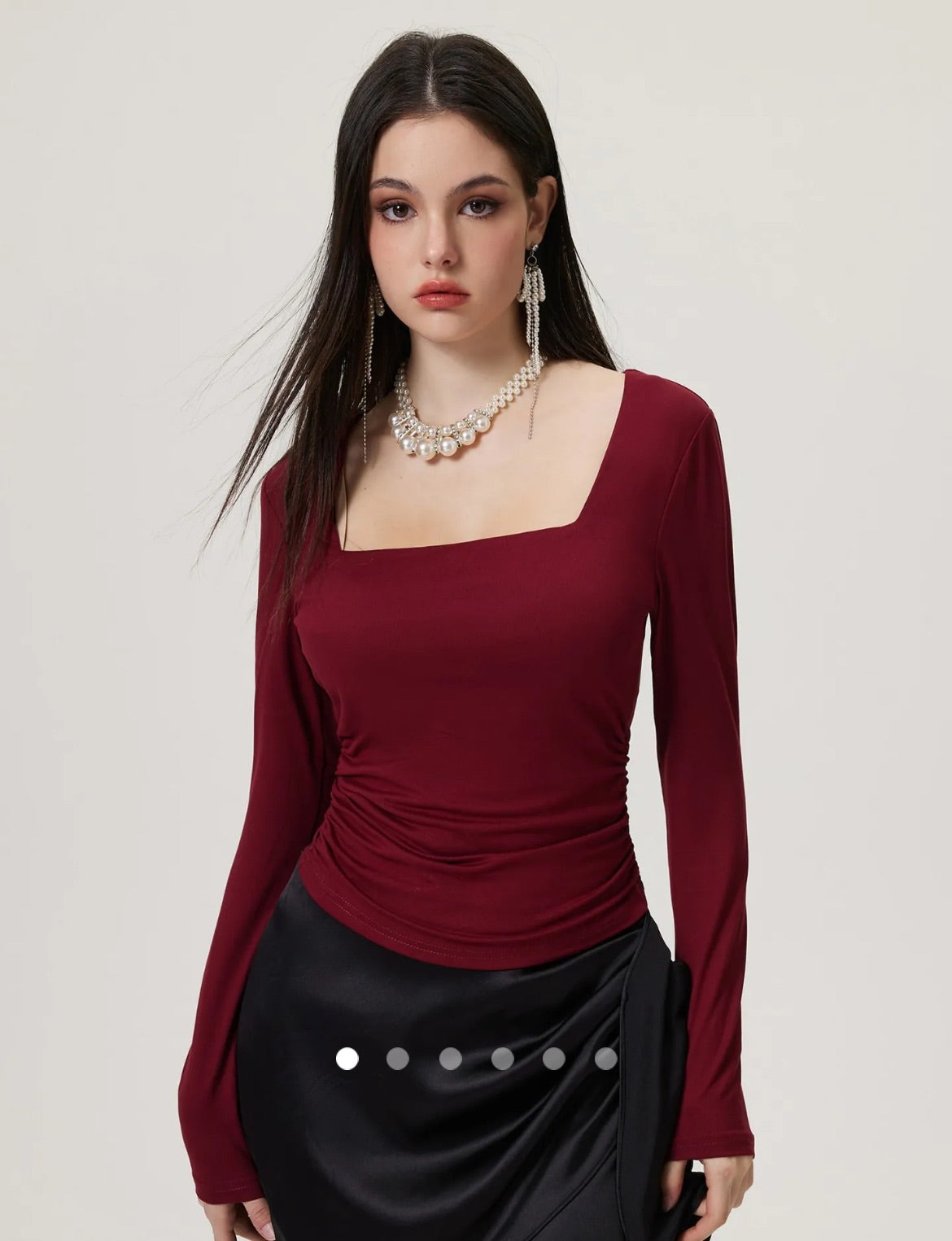 Gathered Square Neck Top // Burgundy