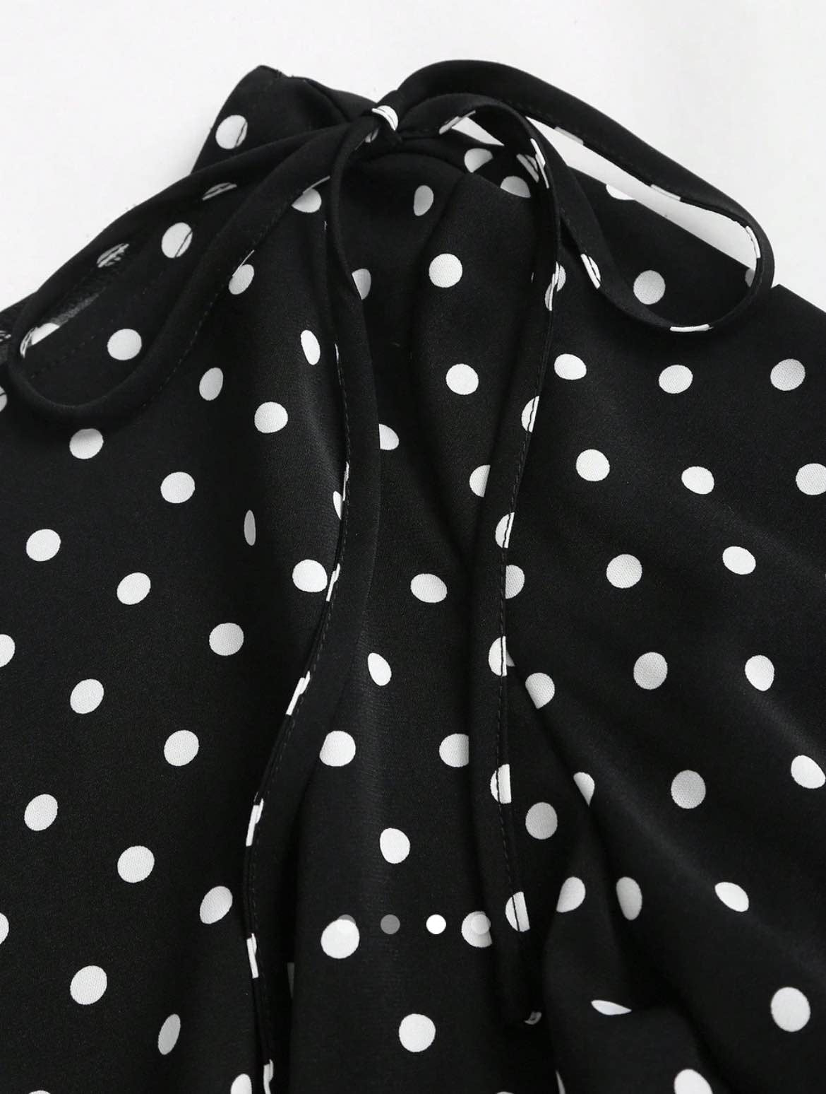 Polka Dot Peplum Top // Black