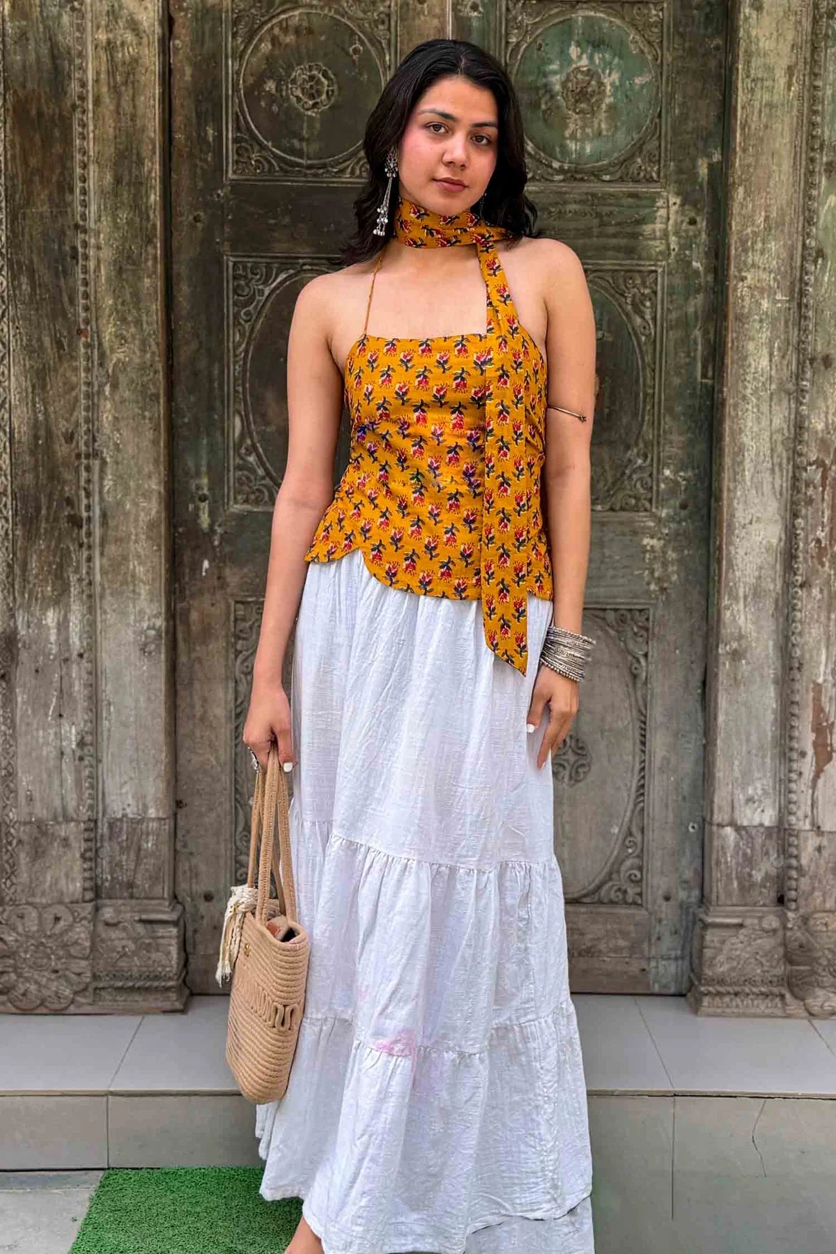 Munni Backless Cotton Top // Yellow