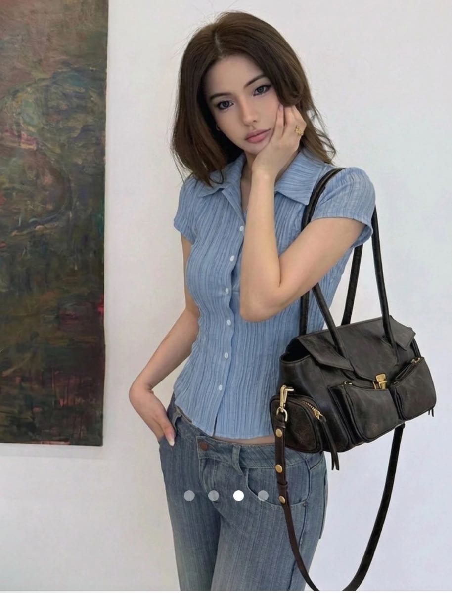 Placket Blouse Shirt // Light Blue