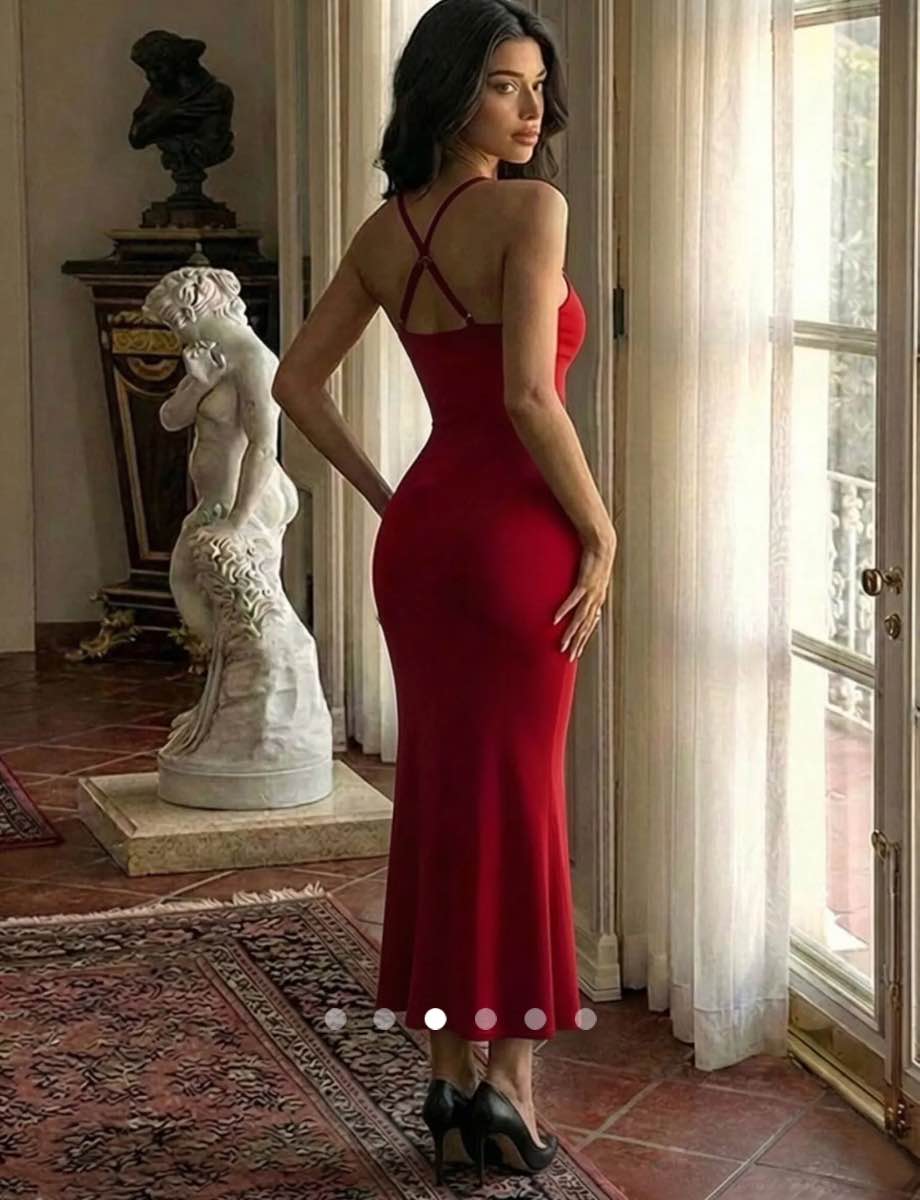 Backless Slip Dress // Red