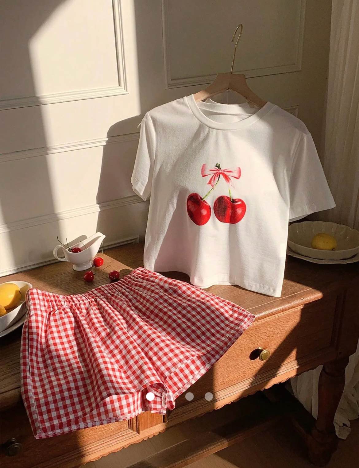 Gingham Co-ord Set // Red & White