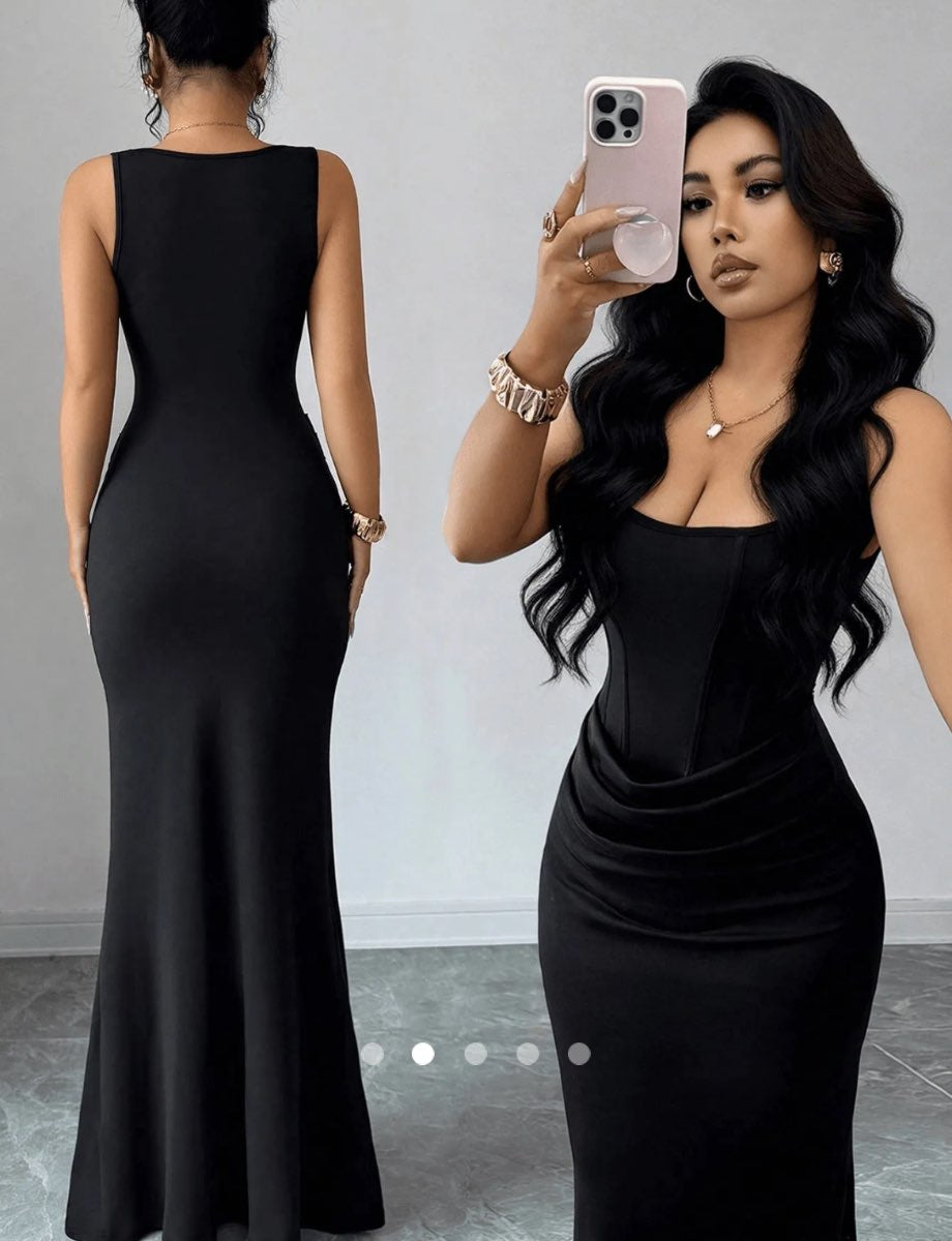 Corset Fishtail Dress // Black