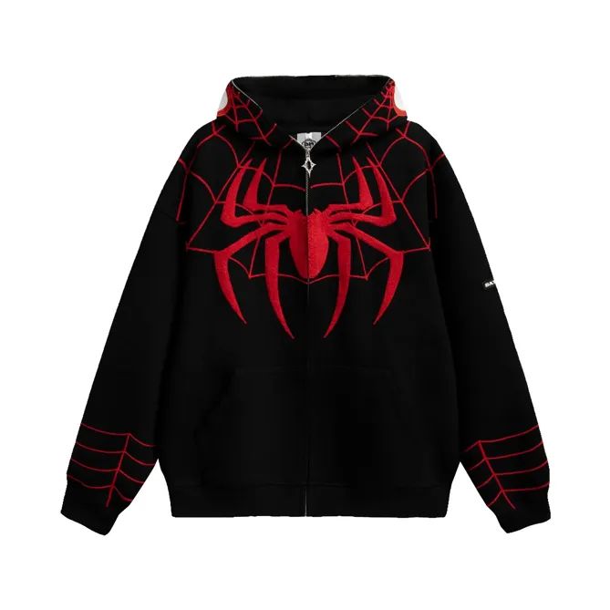 Spiderman Oversized Zipper Hoodie // Black