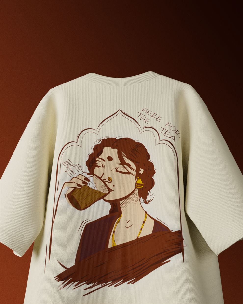 Spill The Tea Oversized T-Shirt // Beige