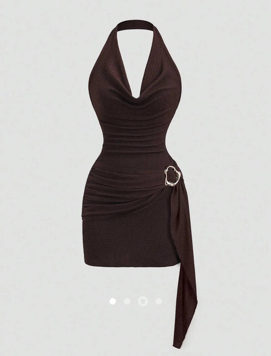 Draped Bodycon Dress 001 // Chocolate
