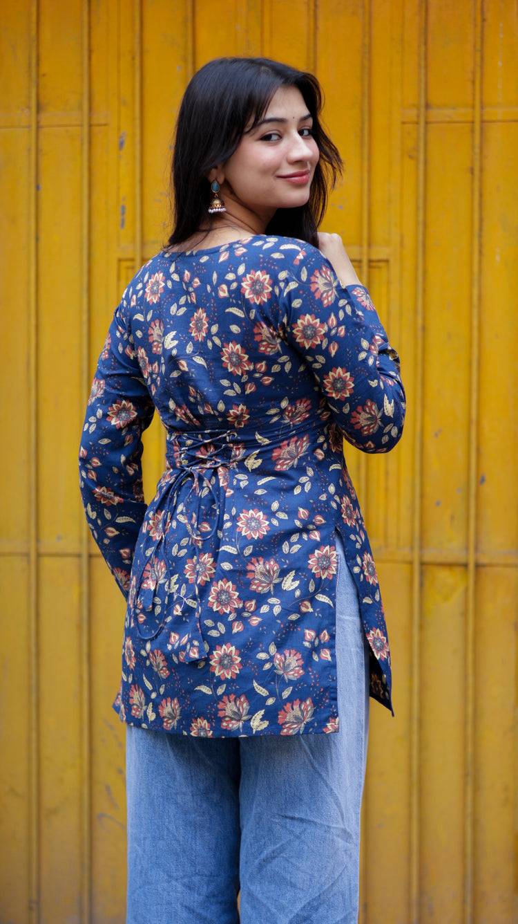 Layla Short Kurti (100% Cotton ) // Blue