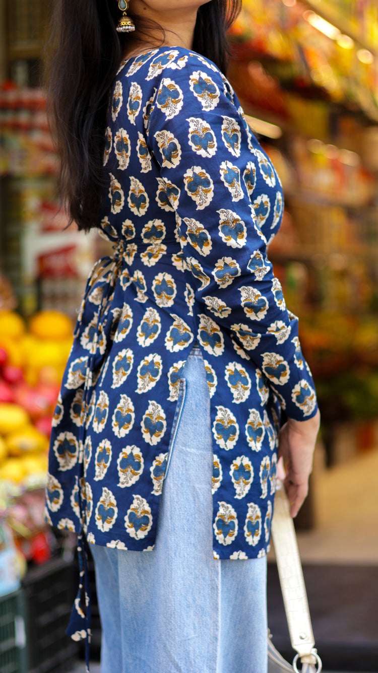 Bela Short Kurti (100% Cotton ) // Blue