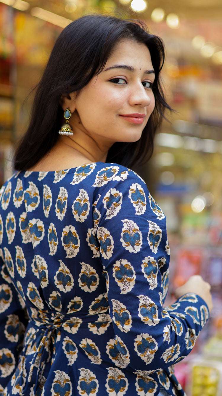 Bela Short Kurti (100% Cotton ) // Blue