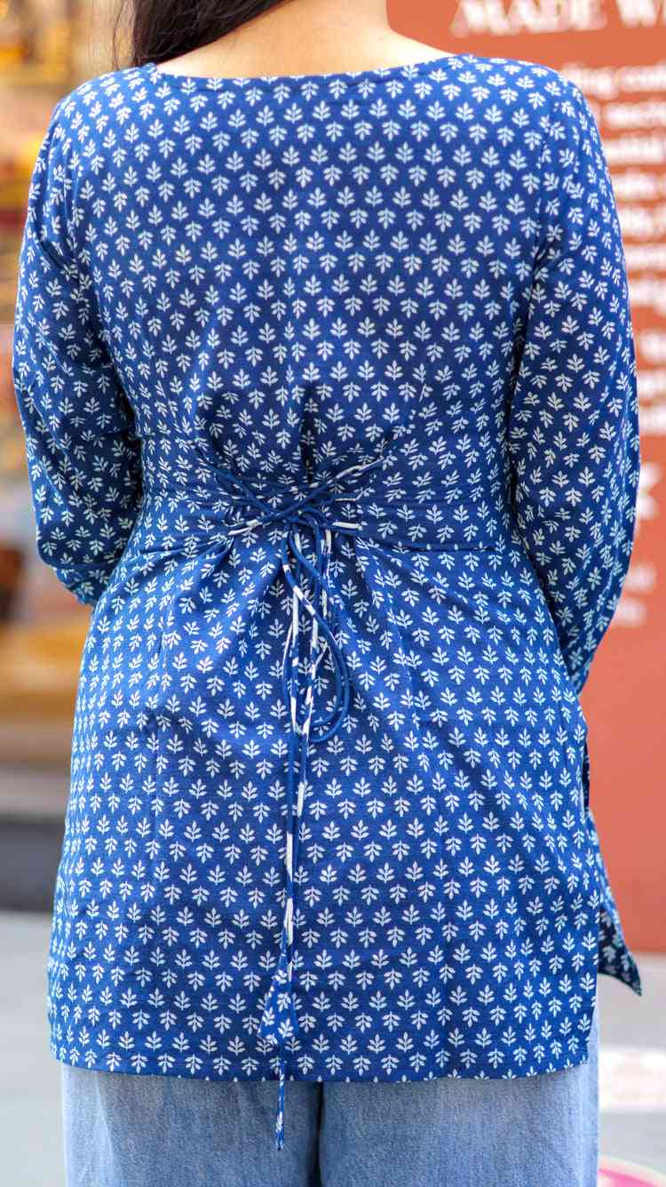 Rimjhim Indigo Short Kurti (100% Cotton ) // Blue