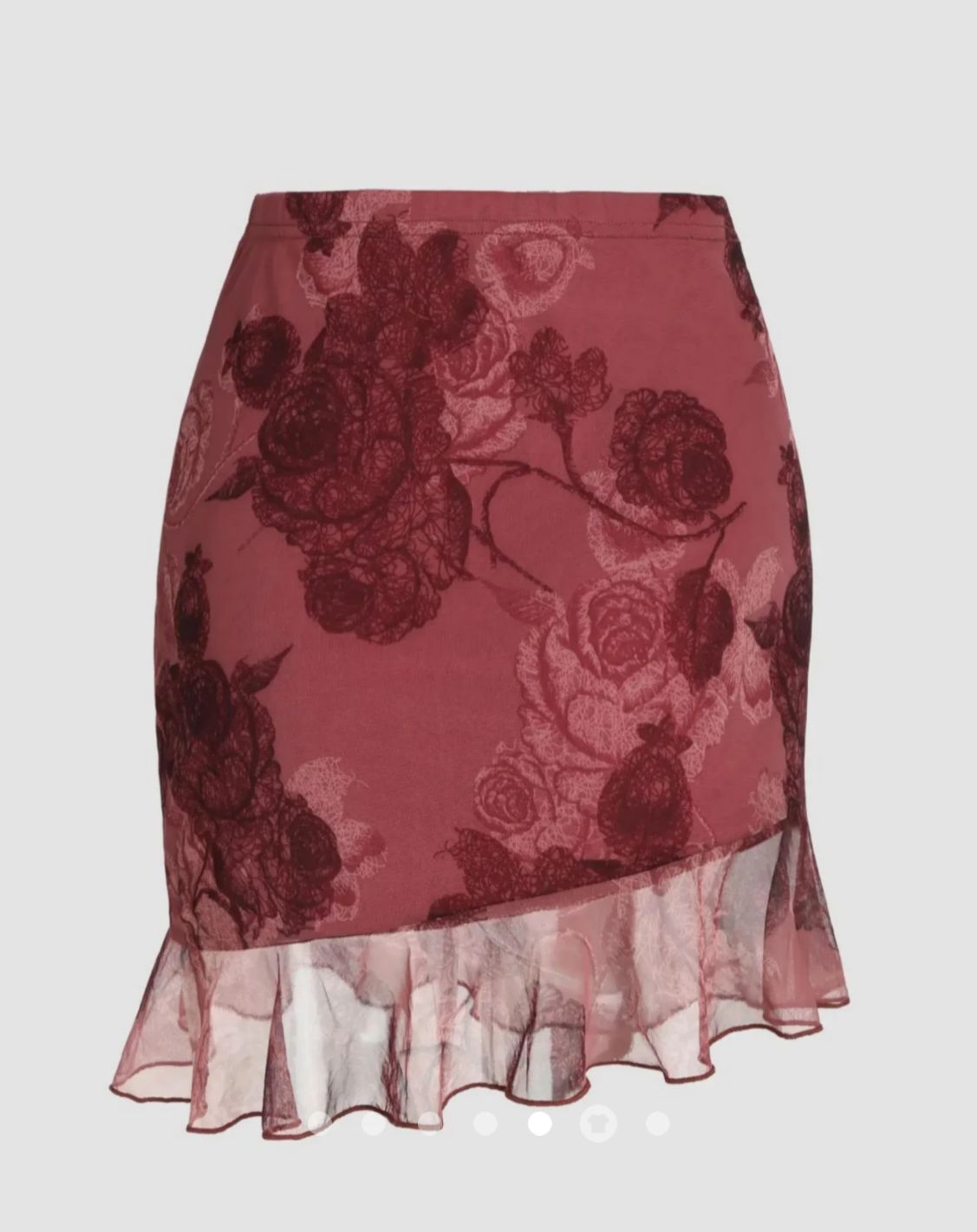 Floral Print Tie-Front Ruched Skirt // Red