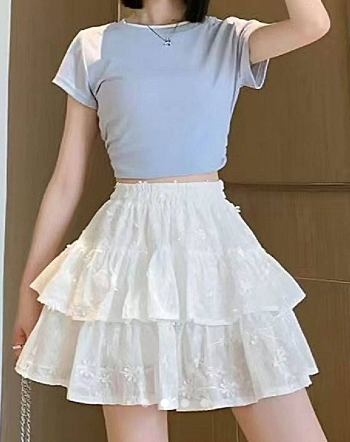 Applique Layered/Tiered Skirt // White