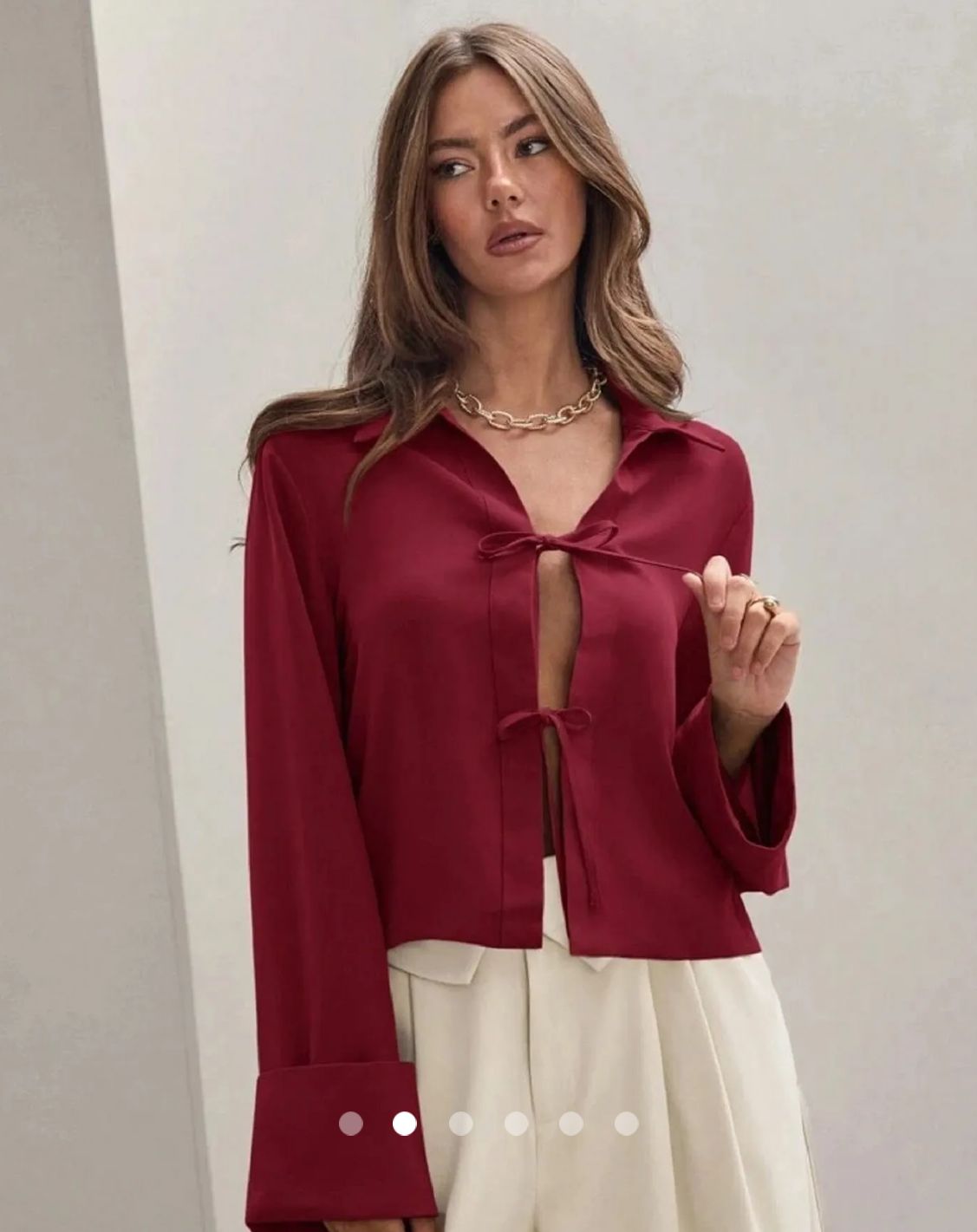 Tie Up Placket Shirt // Burgundy