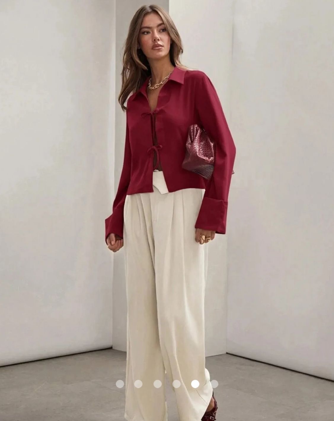 Tie Up Placket Shirt // Burgundy