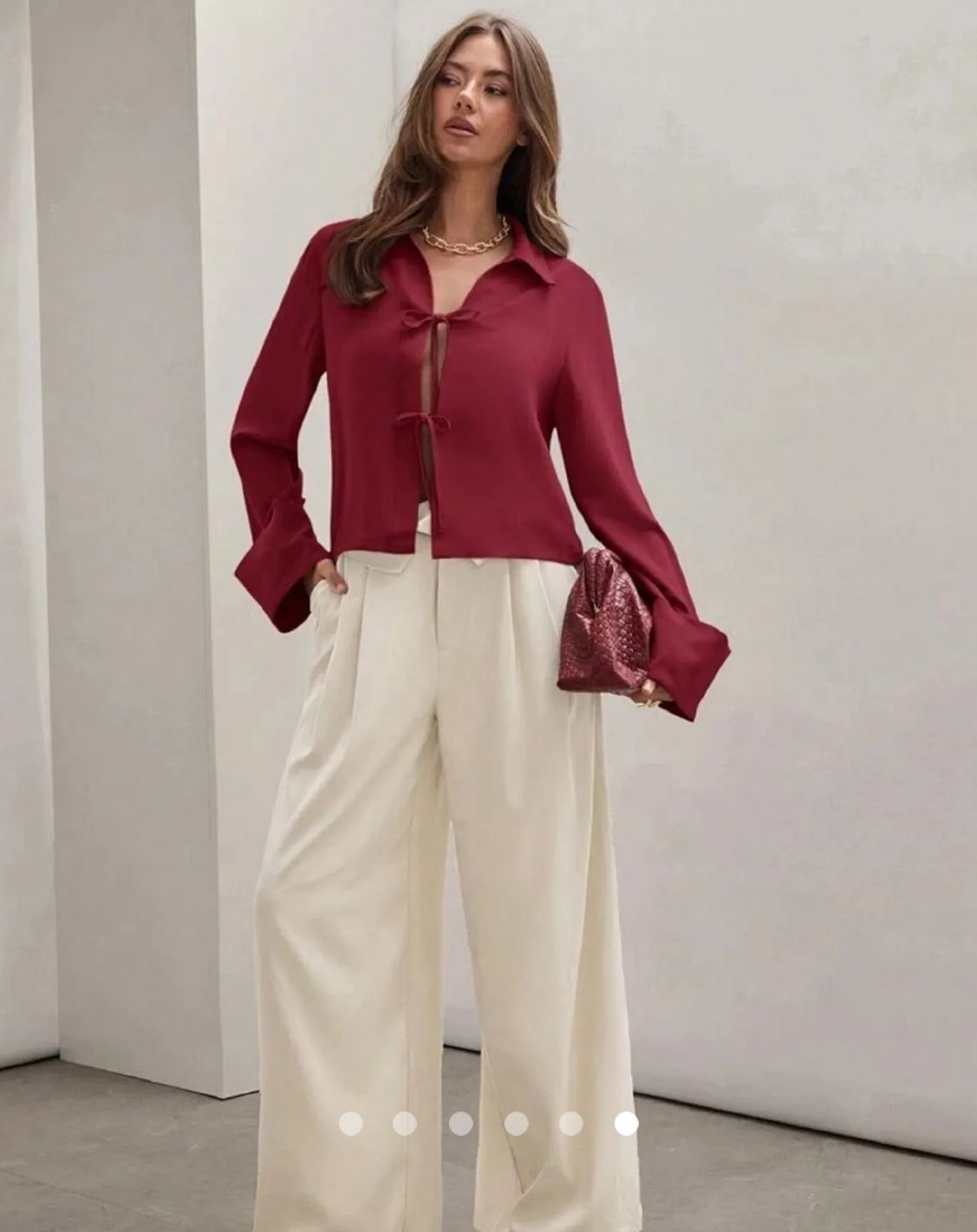 Tie Up Placket Shirt // Burgundy