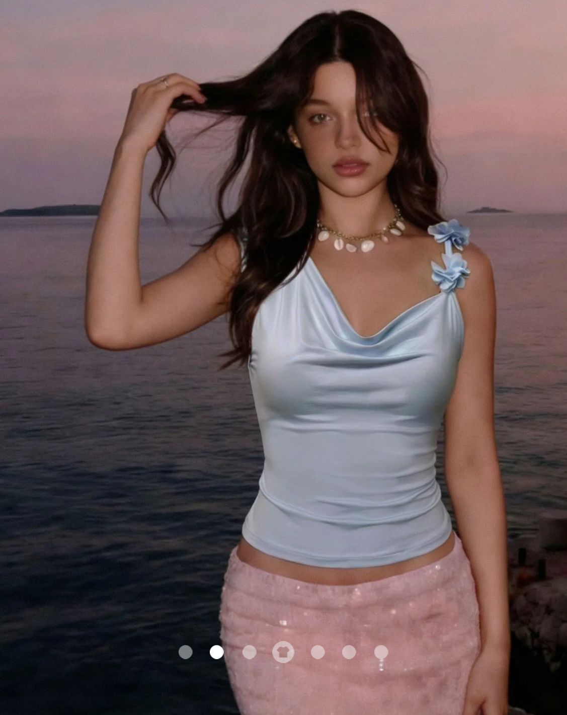 3D Floral Tank Top // Light Blue