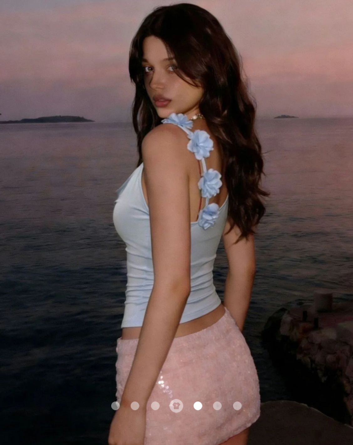 3D Floral Tank Top // Light Blue