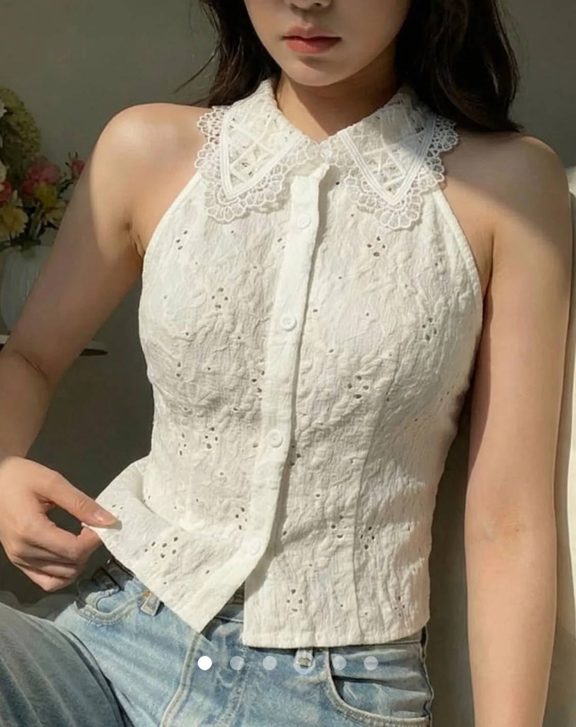 Lace -trimmed Tank Top // White