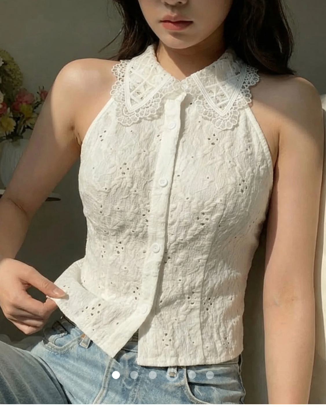 Lace -trimmed Tank Top // White