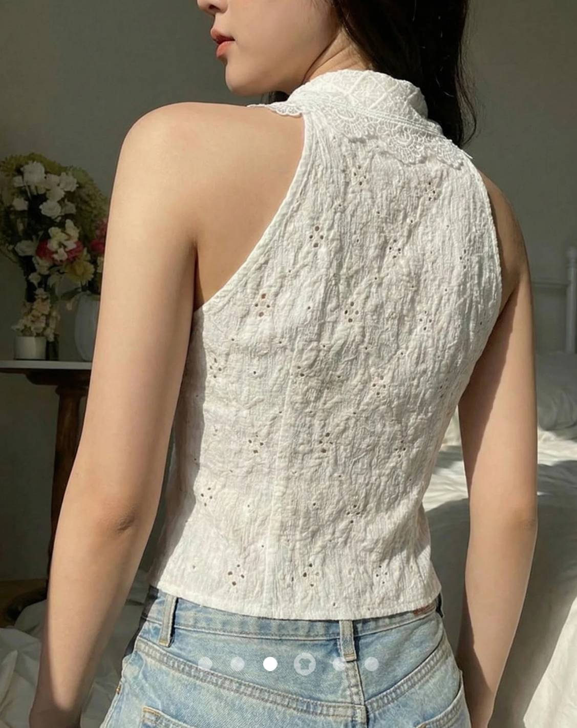 Lace -trimmed Tank Top // White