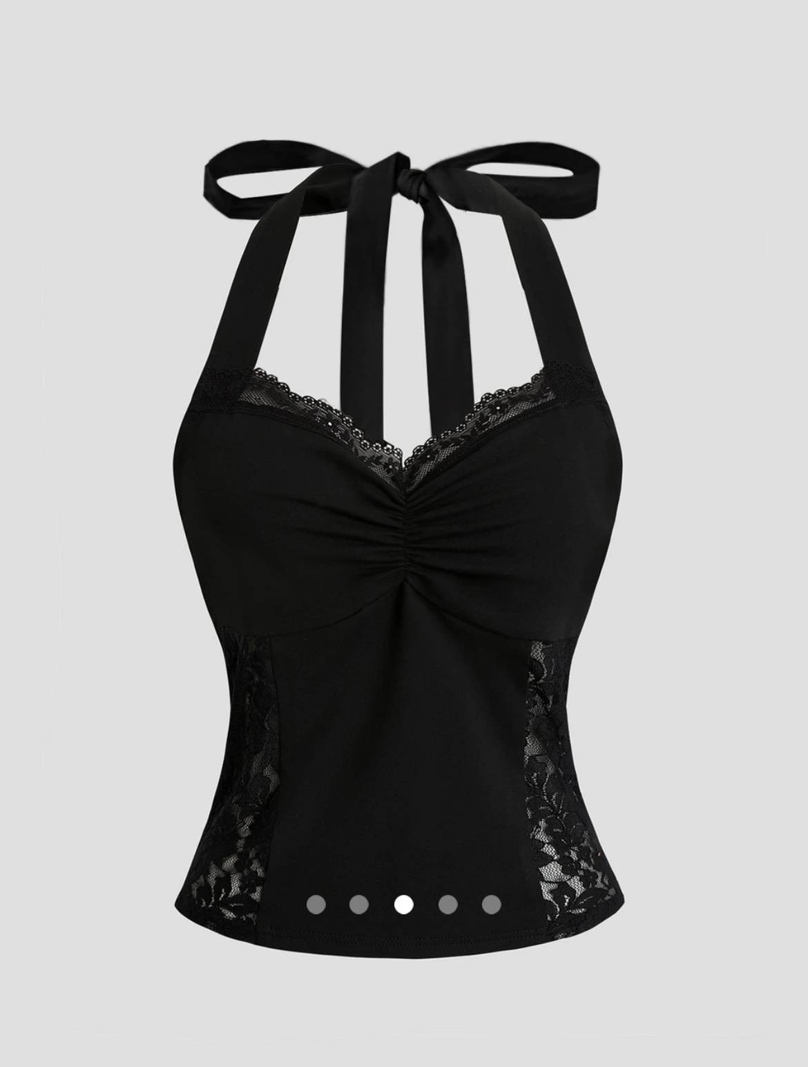 Lace Trimmed Halter Top 002 // Black