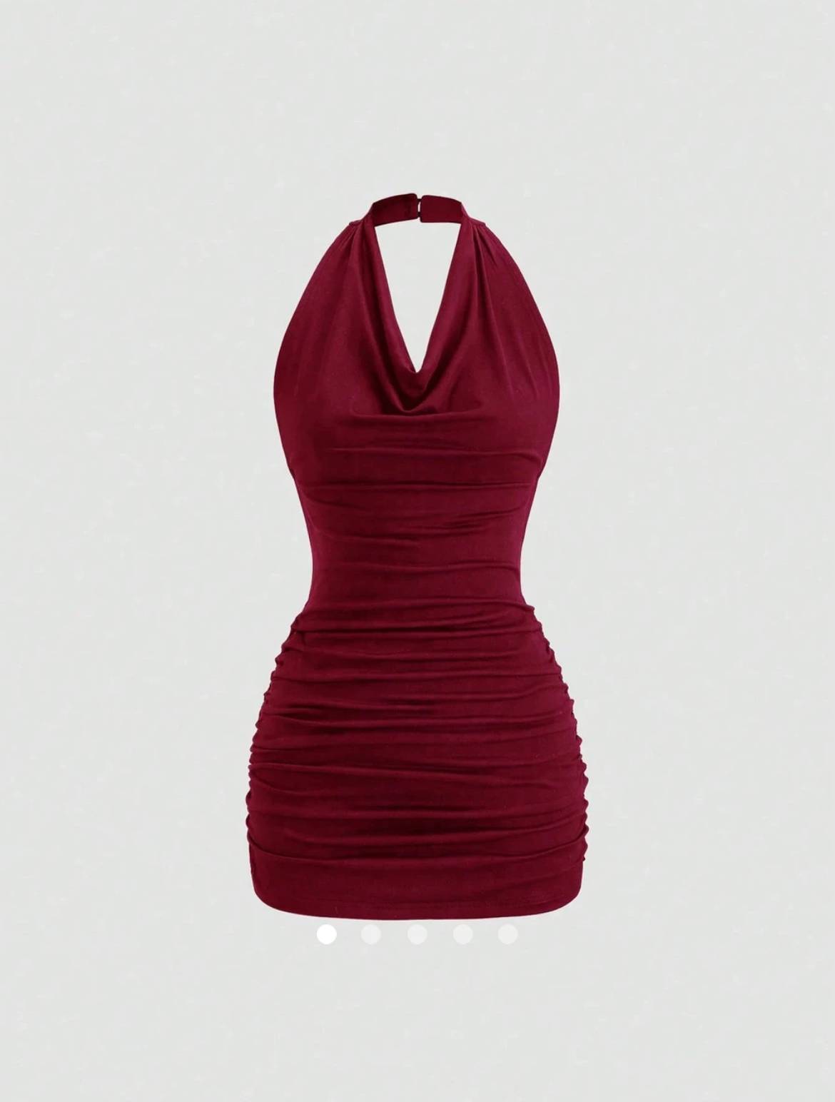 Backless Bodycon Dress // Burgundy