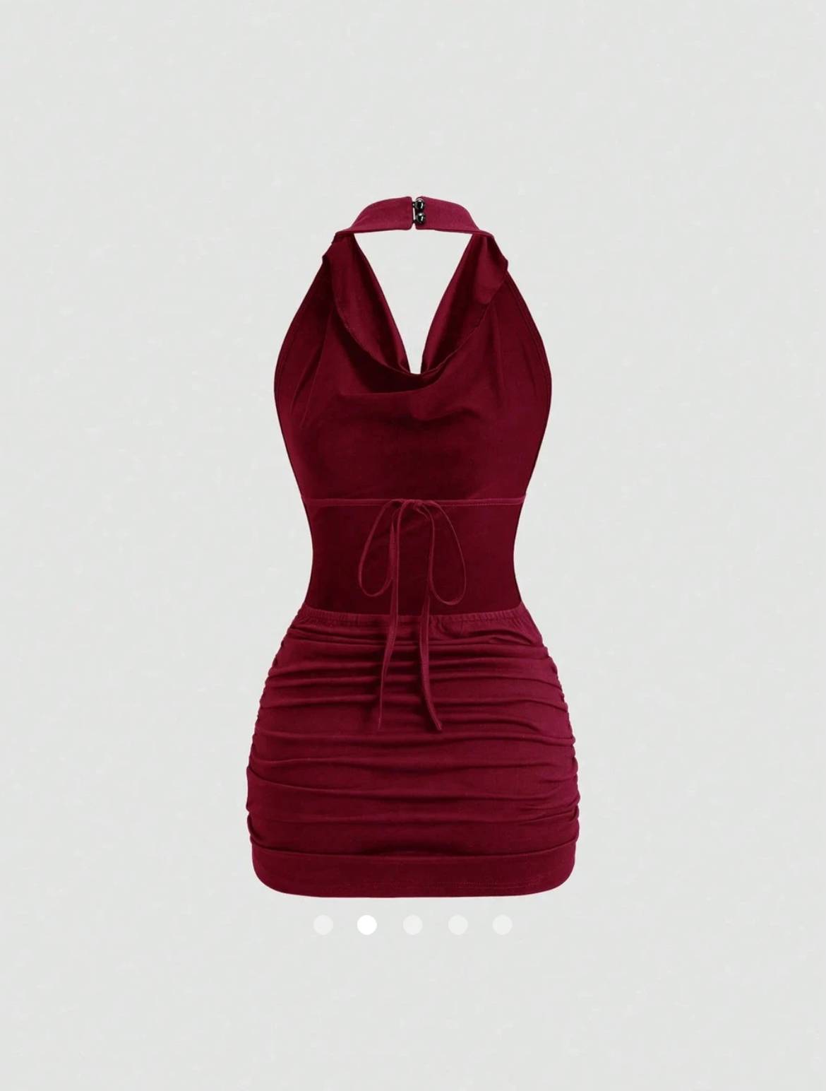Backless Bodycon Dress // Burgundy