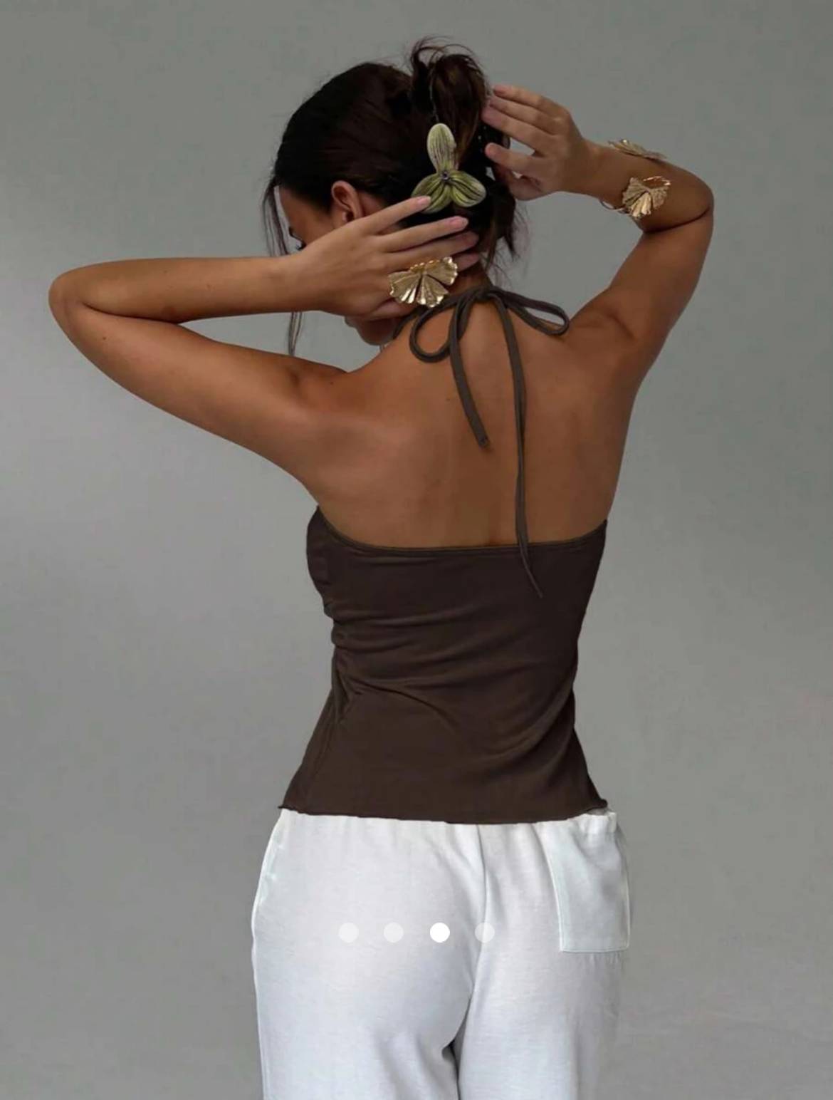Asymmetric Halter Top // Brown