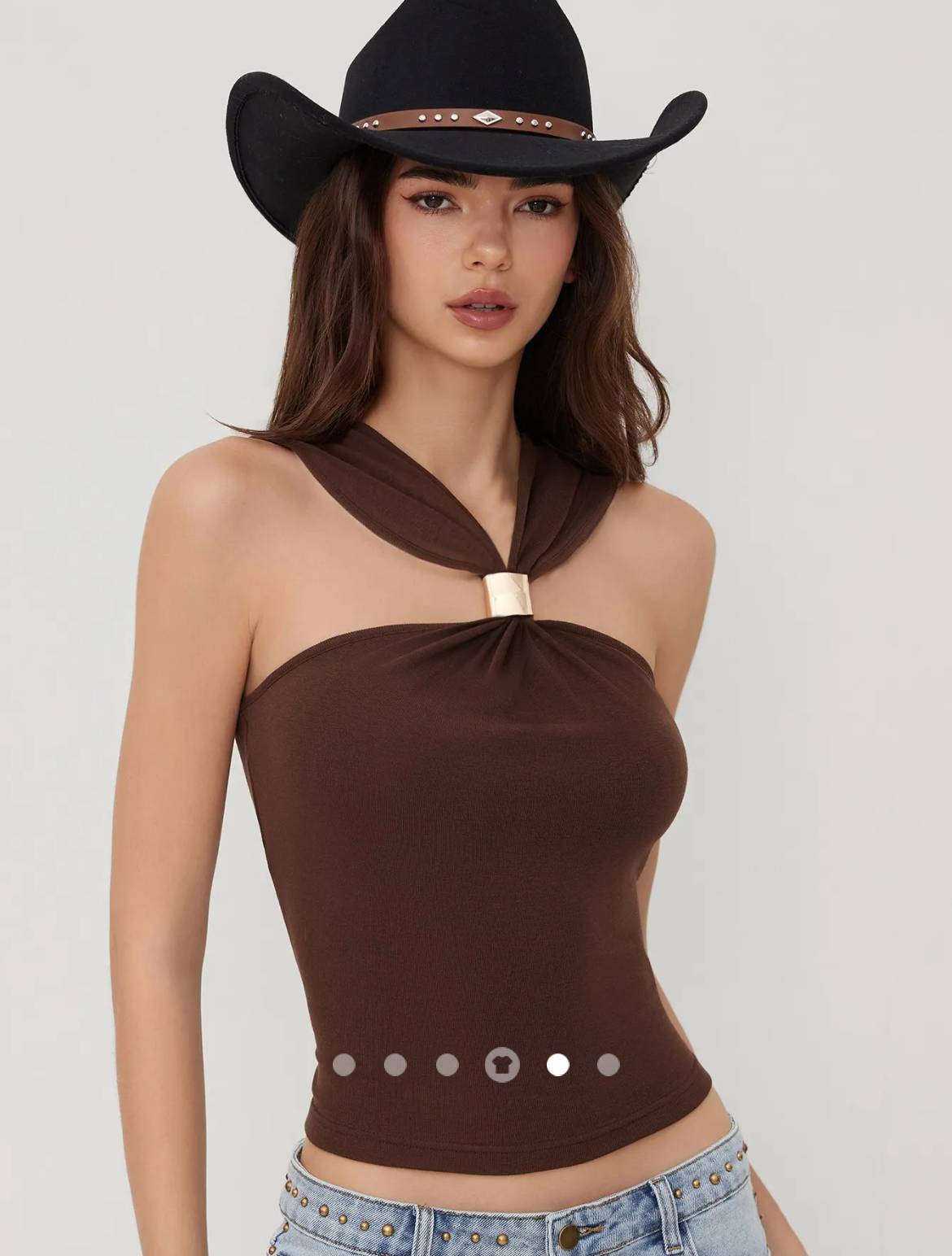 Metallic Decor Tank Top // Brown