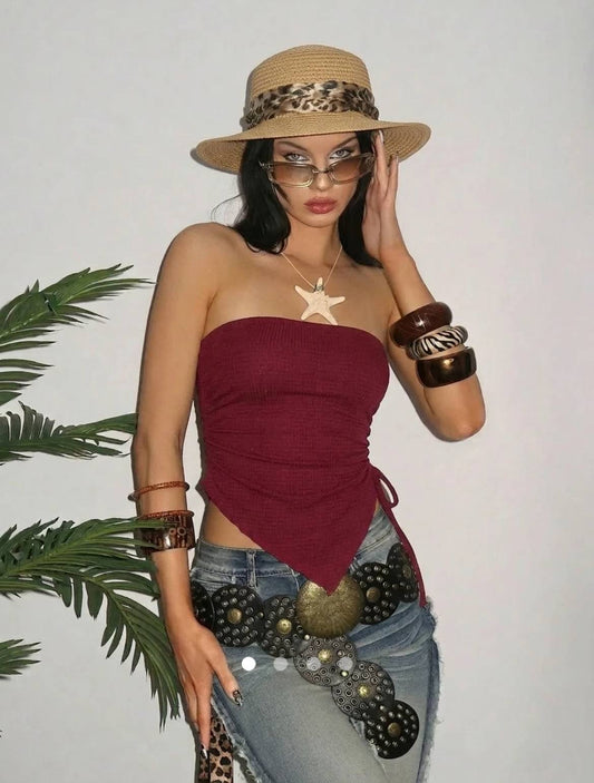 Slit Tube Top // Burgundy