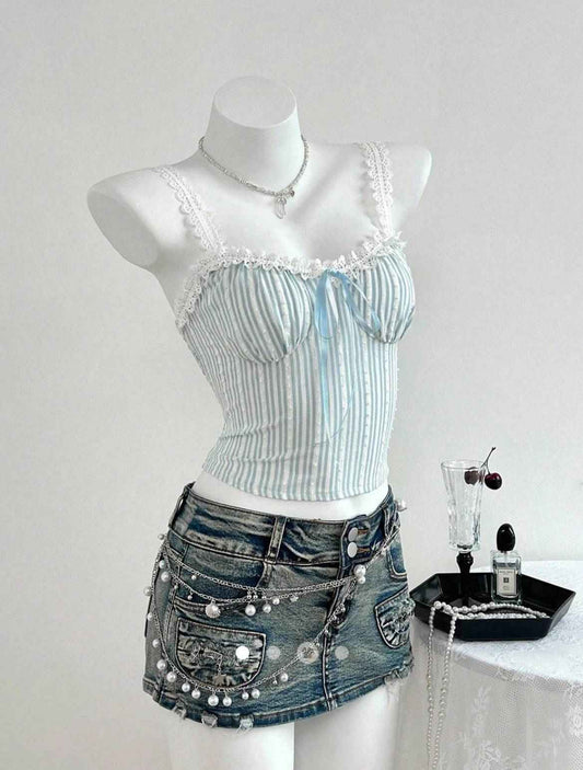 Gathered Cami Top // Light Blue