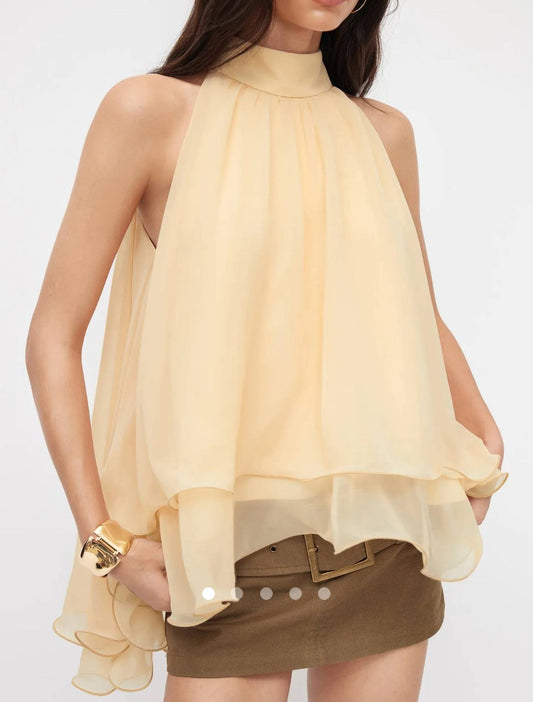 Tiered Halter Top / Light Yellow
