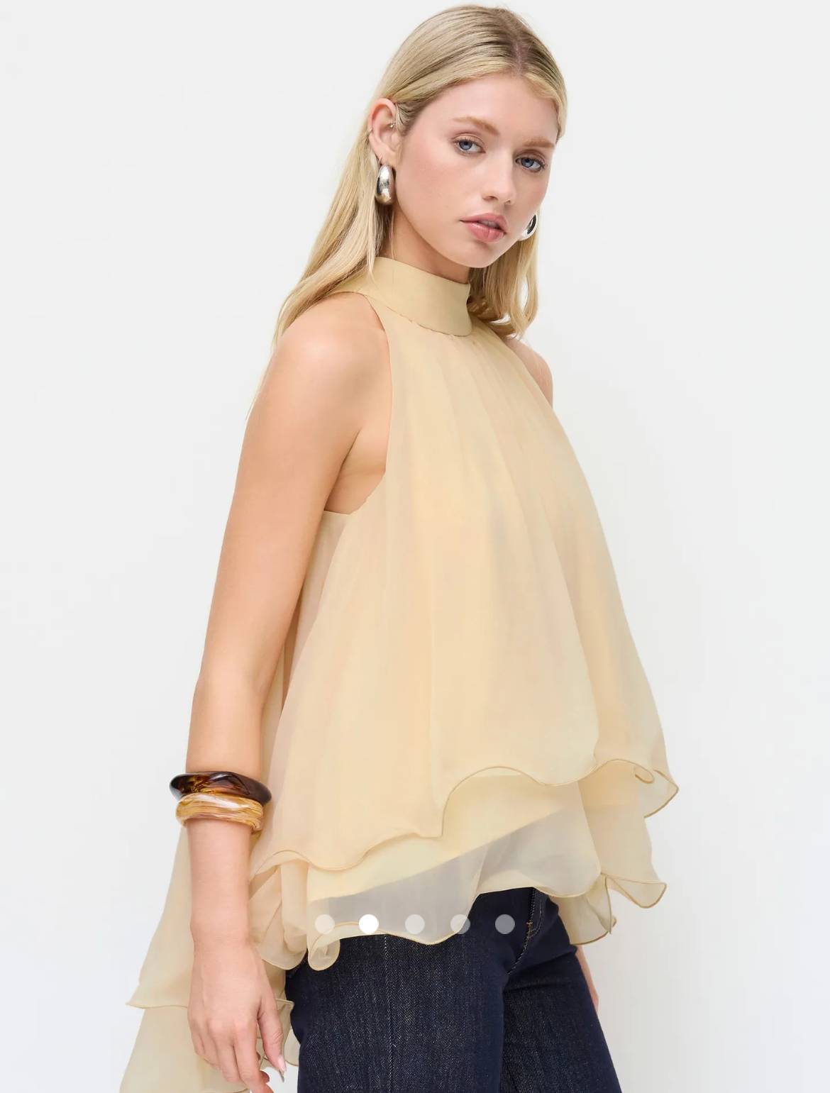 Tiered Halter Top / Light Yellow
